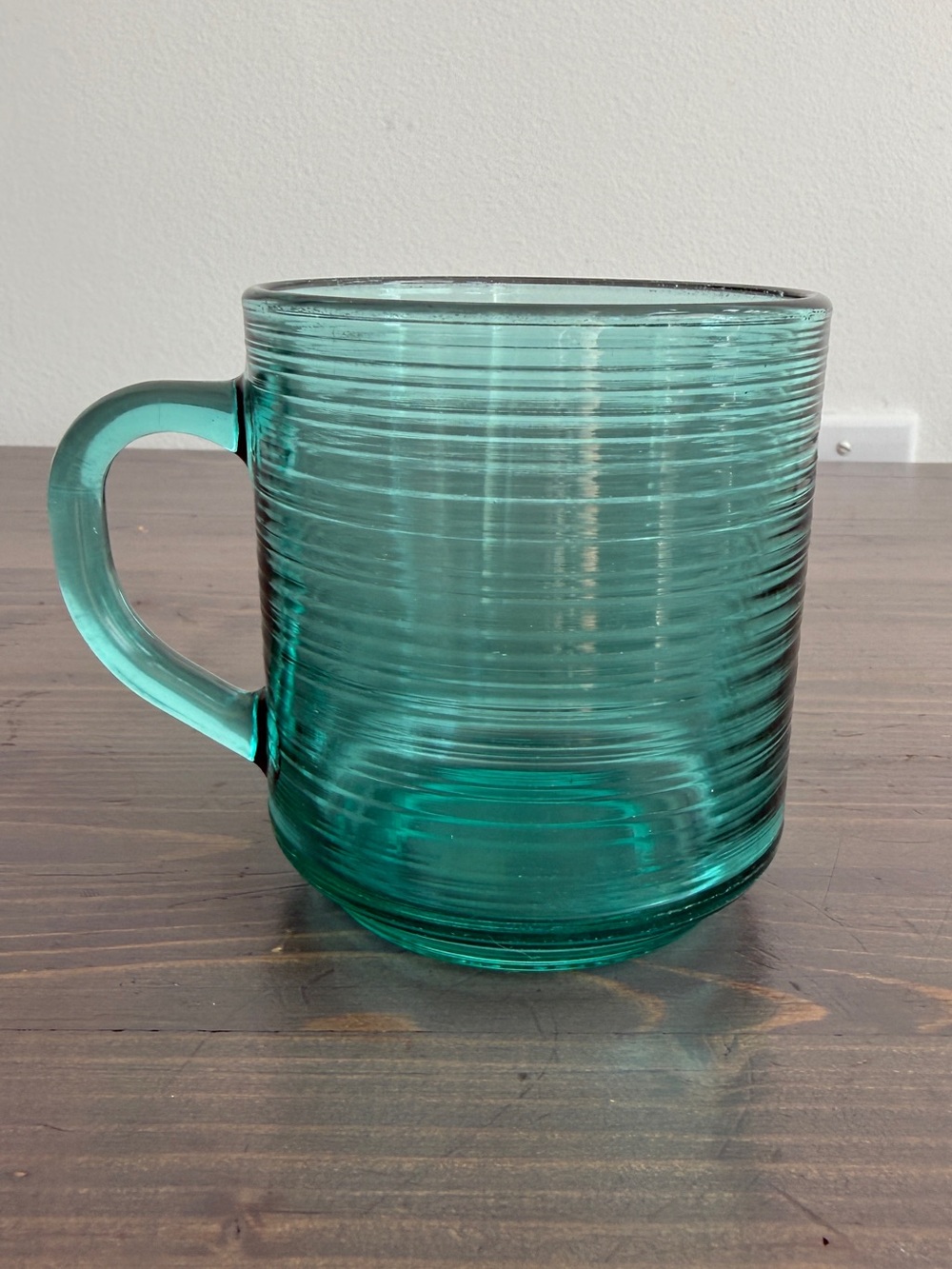 Vintage Arcoroc Jardiniere teal glass mug